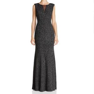 Eliza J Cap Sleeve Glitter Knit Gown